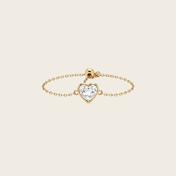 Crystal Heart Slider Ring