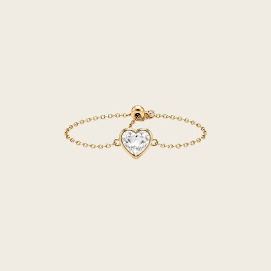 Crystal Heart Slider Ring