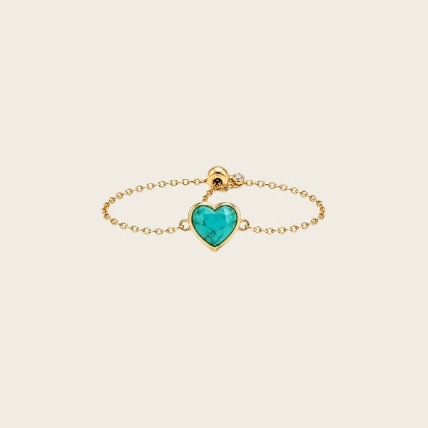 Turquoise Heart Bezel Slider Ring