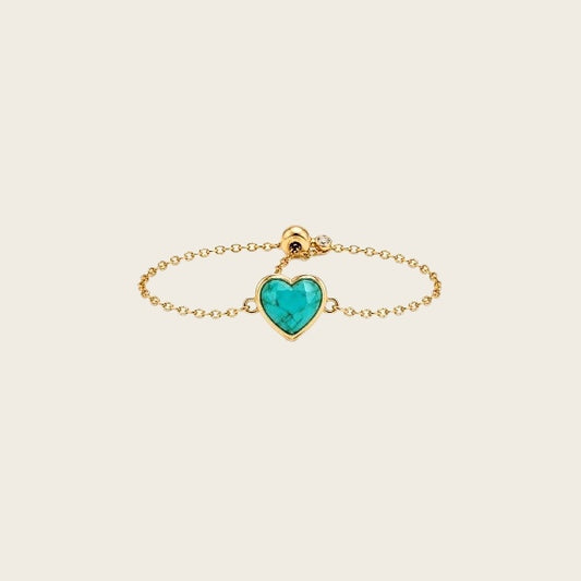 Turquoise Heart Bezel Slider Ring