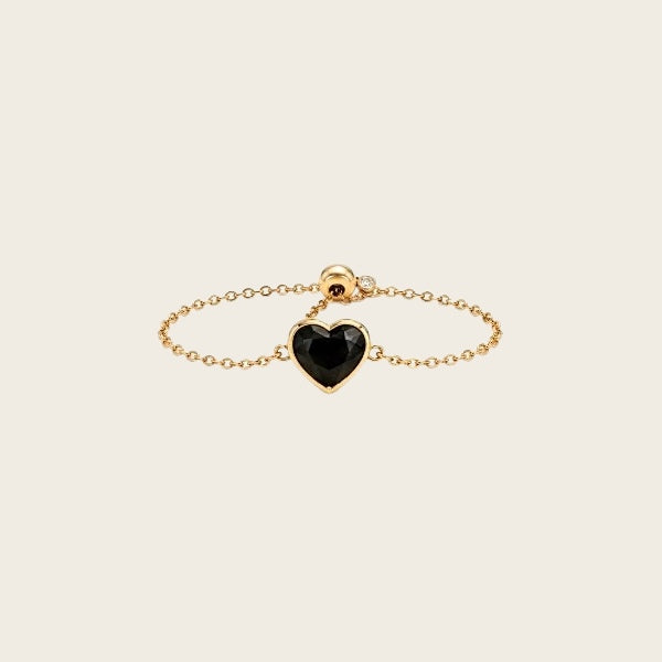Noir Heart Bezel Slider Ring